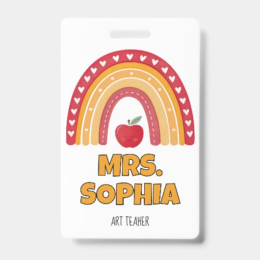 Teacher ID Badge Holder – Rainbow Design バッジ (正面)