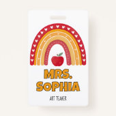 Teacher ID Badge Holder – Rainbow Design バッジ (正面)