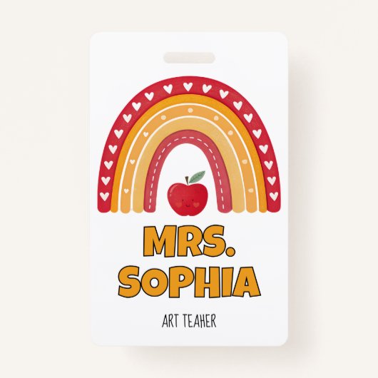Teacher ID Badge Holder – Rainbow Design バッジ (正面)
