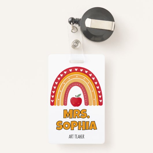 Teacher ID Badge Holder – Rainbow Design バッジ (裏面リトラクタブル付き)