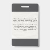 Teacher ID Card Name School Template Photo Badge  バッジ (裏面)