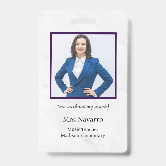 Teacher ID Card Name School Template Photo Badge  バッジ (正面)