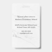 Teacher ID Card Name School Template Photo Badge  バッジ (裏面)