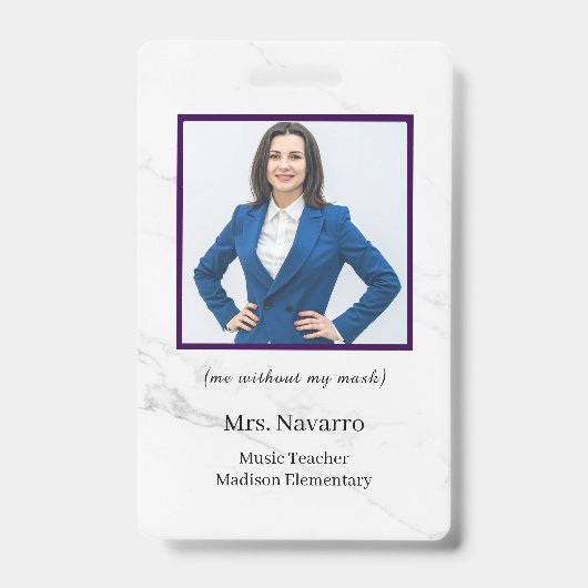 Teacher ID Card Name School Template Photo Badge  バッジ (正面)