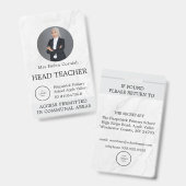 Teacher ID Card Name School Template Photo Badge  バッジ (正面＆裏面)