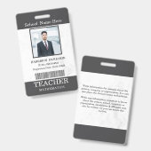 Teacher ID Card Name School Template Photo Badge  バッジ (正面＆裏面)