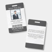 Teacher ID Card Name School Template Photo Badge  バッジ (正面＆裏面)