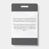 Teacher ID Card Name School Template Photo Badge  バッジ (裏面)