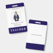 Teacher ID Card Name School Template Photo Badge バッジ (正面＆裏面)