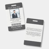 Teacher ID Card Name School Template Photo Badge  バッジ (正面＆裏面)