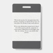 Teacher ID Card Name School Template Photo Badge  バッジ (裏面)