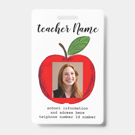 Teacher ID school teacher school photo Badge バッジ (正面)