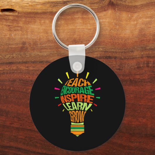 Teacher Insrational Definition Colorful Lightbulb キーホルダー (正面)