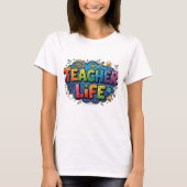 Teacher Life ポップアートコミックスタイルの感謝 Tシャツ (正面)