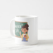 Teacher Life Cute Teacher Chalkboard Coffee Mug Te コーヒーマグカップ (正面左)