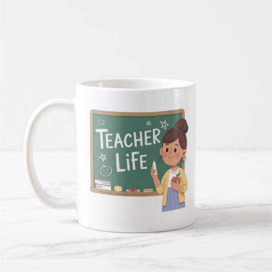 Teacher Life Cute Teacher Chalkboard Coffee Mug Te コーヒーマグカップ (左)