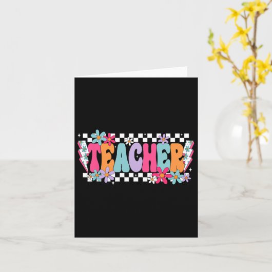 Teacher Life Happy First Day Of School Funny Back  カード (黄色い花)