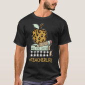 Teacher Life Leopard Apple  Teaching  Inspire Tシャツ (正面)