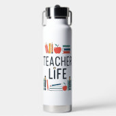 Teacher Life Modern Typography Design ウォーターボトル (正面)