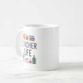 Teacher Life Modern Typography Design コーヒーマグカップ (正面左)