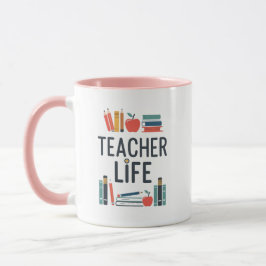 Teacher Life Modern Typography Design マグカップ