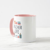 Teacher Life Modern Typography Design マグカップ (正面左)