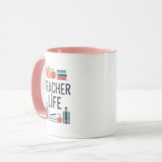 Teacher Life Modern Typography Design マグカップ (正面左)