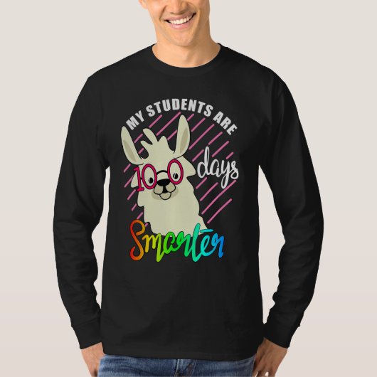 Teacher Llama lovers My Students are 100 Days smar Tシャツ (正面)