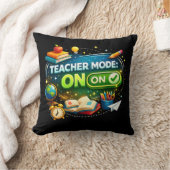 Teacher Mode: ON – かわいい学校へ戻るデザイン クッション (ブランケット)