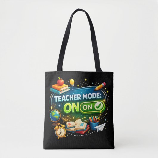 Teacher Mode: ON – かわいい教室デザイン トートバッグ (正面)