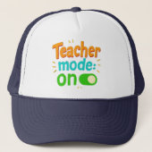 "Teacher Mode On" Embroidered Cap – Funny Teacher キャップ (正面)