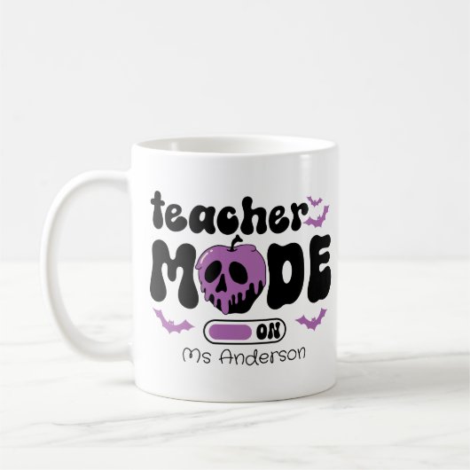 Teacher Mode On Halloween Custom Mug コーヒーマグカップ (左)