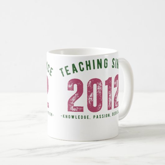 Teacher mug | Teaching Since 2012 コーヒーマグカップ (正面右)