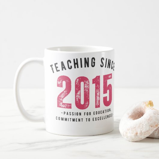 Teacher Mug | Teaching Since 2015 コーヒーマグカップ (ドーナツ)