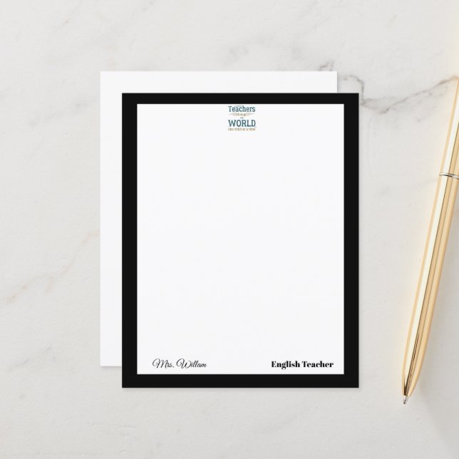 Teacher name elegant quote modern white frame (正面/裏面インサイチュ)