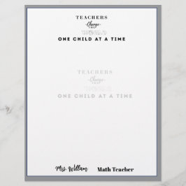 Teacher name elegant quote modern white frame レターヘッド