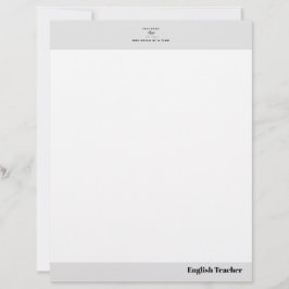 Teacher name elegant quote modern white frame レターヘッド