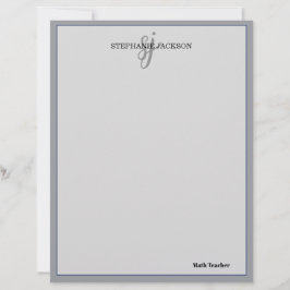 Teacher name elegant quote modern white frame レターヘッド