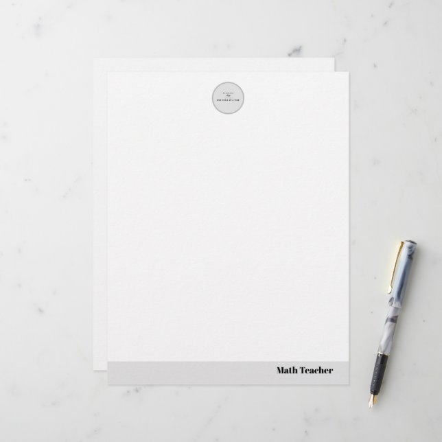 Teacher name elegant quote modern white frame レターヘッド (正面/裏面インサイチュ)