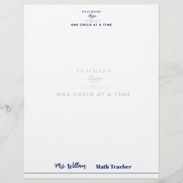 Teacher name elegant quote modern white frame レターヘッド