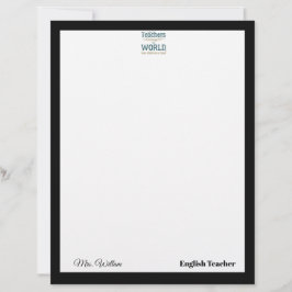 Teacher name elegant quote modern white frame レターヘッド
