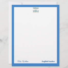 Teacher name elegant quote modern white frame レターヘッド