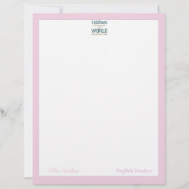 Teacher name elegant quote modern white frame lett レターヘッド