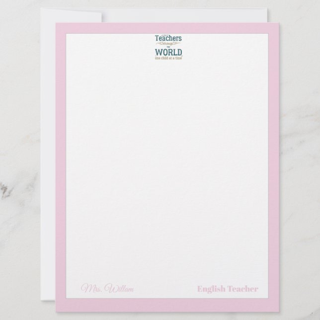 Teacher name elegant quote modern white frame lett レターヘッド (正面)