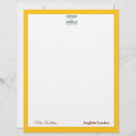 Teacher name elegant quote modern white frame lett レターヘッド