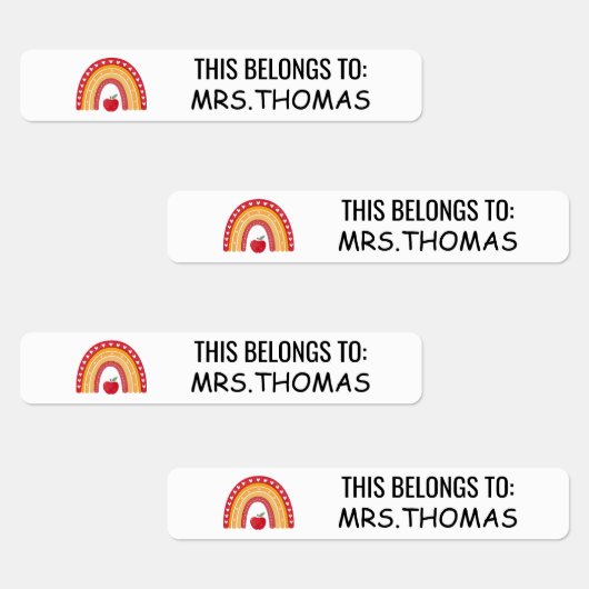 Teacher Name Labels – Personalized Rainbow Design ラベル (グループ)
