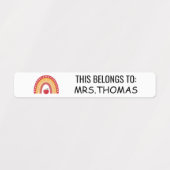 Teacher Name Labels – Personalized Rainbow Design ラベル (デザイン2)
