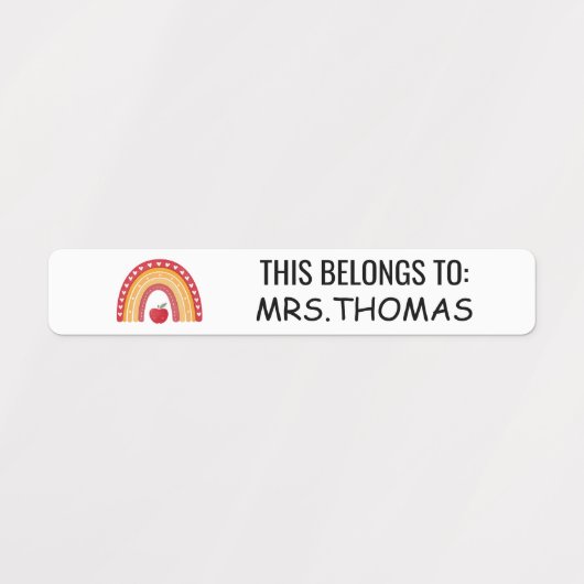 Teacher Name Labels – Personalized Rainbow Design ラベル (デザイン2)