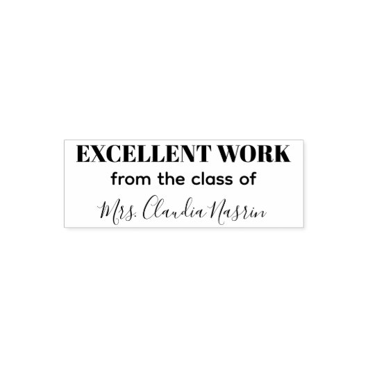 Teacher name personalized excellent work grading セルフインキングスタンプ (デザイン)
