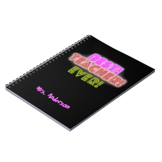 Teacher Notebook with Neon Writing / Neon Script ノートブック (左側)